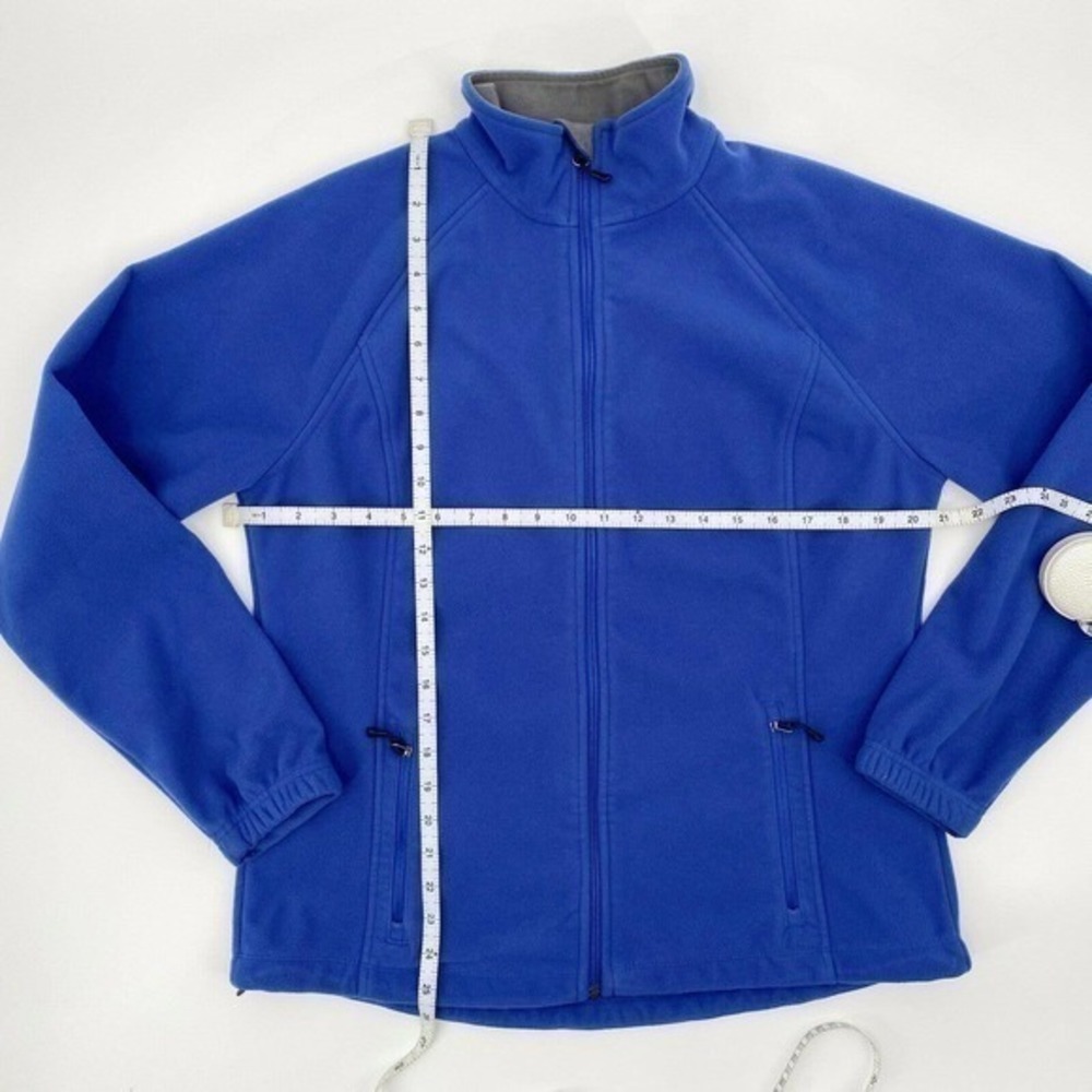 Lands End Women's Fleece Mid Weight Full Zip Jacket Blue Size M Zip Up Pockets - Picture 12 of 12